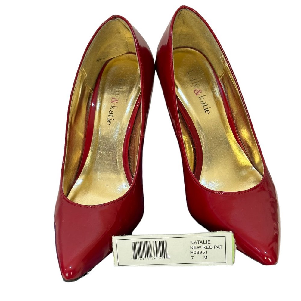 (9-215) Kelly & Kathie Red Patent Leather High Heel Pumps Size 7M
